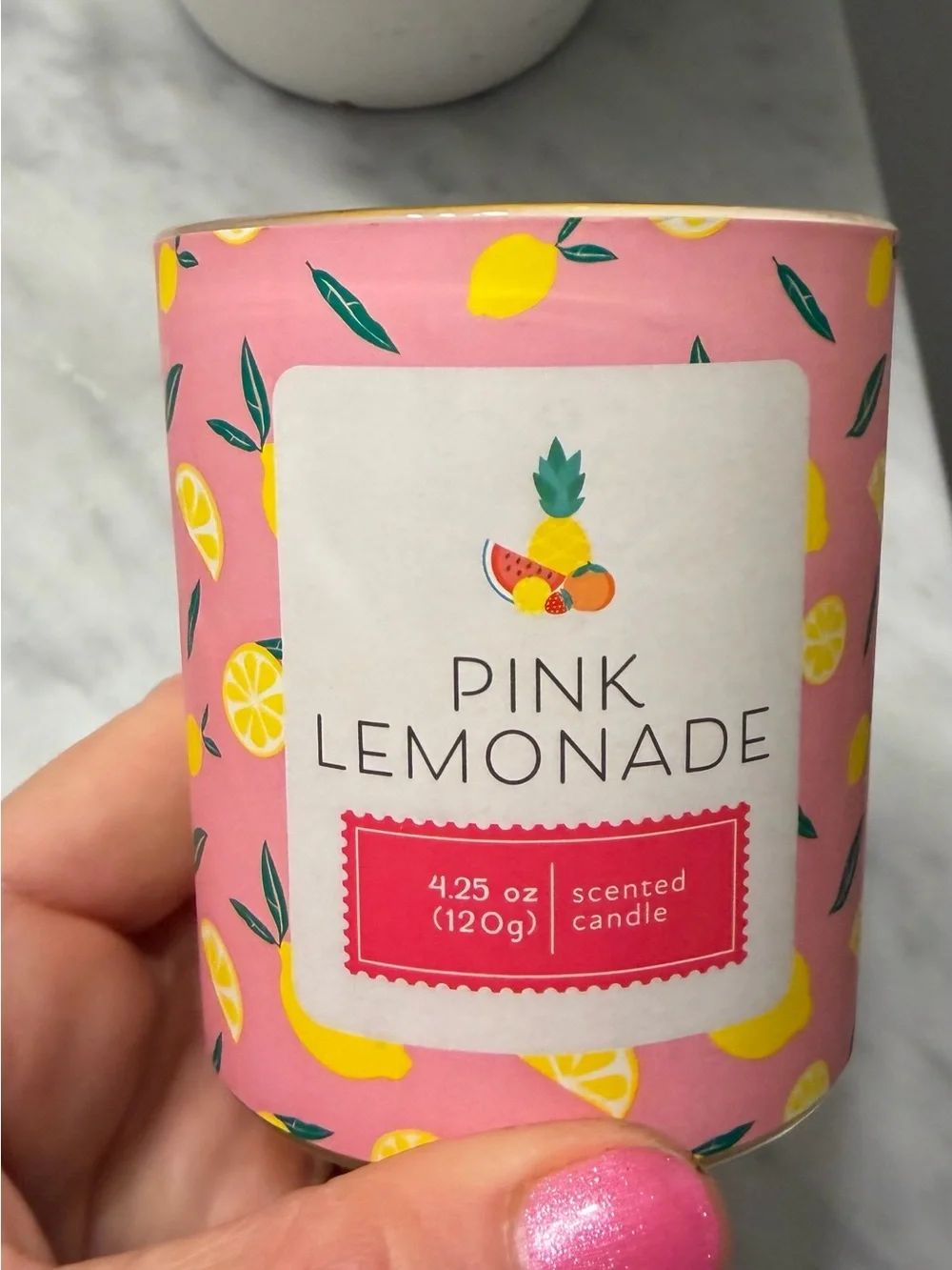NWT Kate Spade Navy & White Striped Towel w/ Lemon Motif & Pink Lemonade Candle